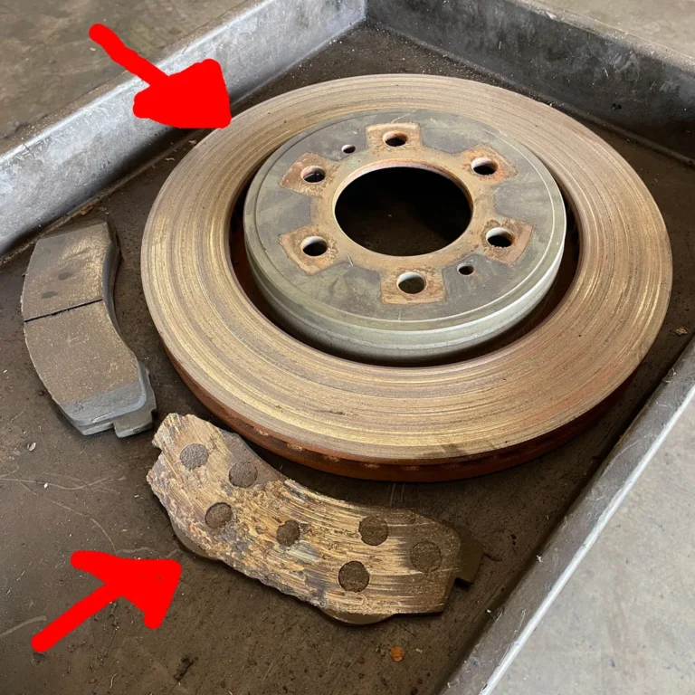 Brake Pad And Rotor After Metal To Metal Contact